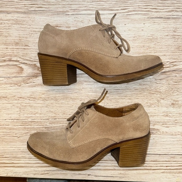 EuroSoft Womens Jules Oxfords Shoes with Block Heel Stone Taupe Suede Sz 6 - Picture 3 of 8